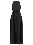 Matchesfashion.com Sir - Alena Crossover-back Linen Maxi Dress - Womens - Black