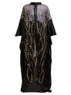 Matchesfashion.com Haider Ackermann - Floral Embroidered Silk Blend Kimono - Womens - Black Gold