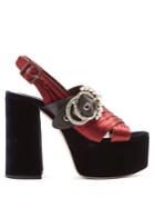 Miu Miu Embellished Satin And Velvet Platform Sandals