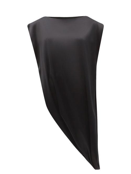 Matchesfashion.com Givenchy - Asymmetric Looped-hem Satin Top - Womens - Black