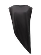 Matchesfashion.com Givenchy - Asymmetric Looped-hem Satin Top - Womens - Black