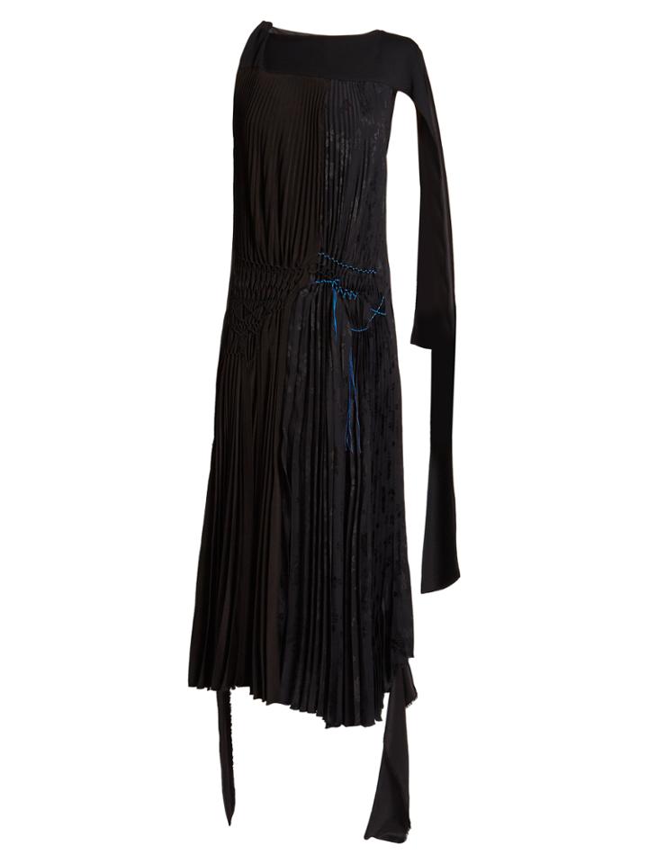 Loewe Contrast-stitch Asymmetric Pleated Dress
