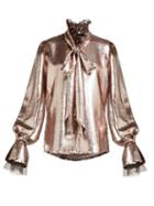 Matchesfashion.com Harris Reed - Sequinned Tie Neck Blouse - Womens - Rose Gold
