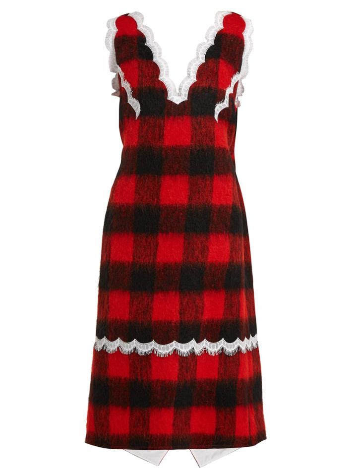 Calvin Klein 205w39nyc Lace-trimmed Checked Dress
