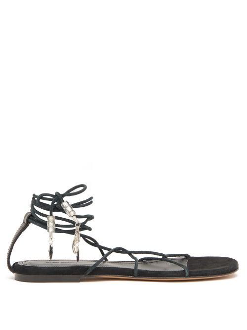 Matchesfashion.com Isabel Marant - Jindia Bead-embellished Rope And Suede Sandals - Womens - Black