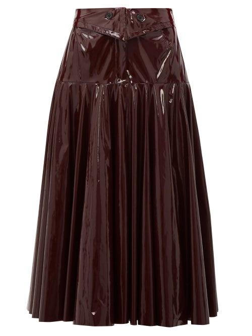 Matchesfashion.com Palmer//harding - Gathered Pvc Midi Skirt - Womens - Burgundy