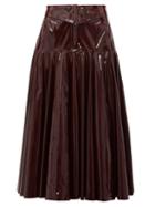 Matchesfashion.com Palmer//harding - Gathered Pvc Midi Skirt - Womens - Burgundy