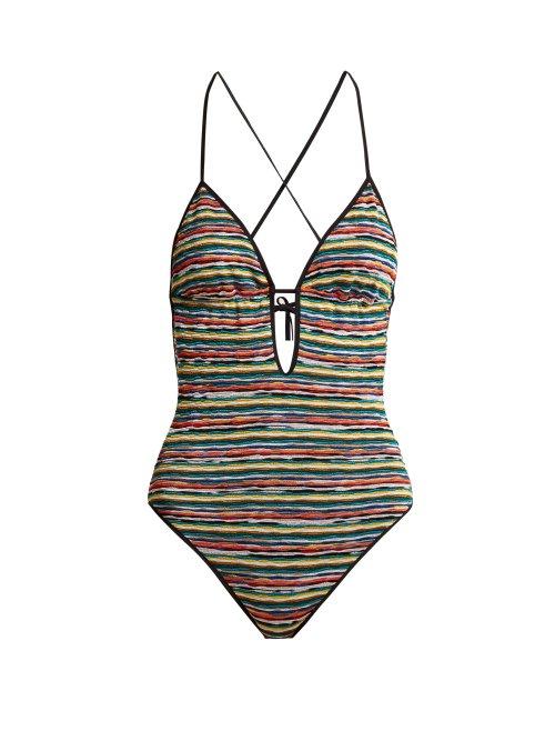 Matchesfashion.com Missoni Mare - Riga Striped Knit Swimsuit - Womens - Multi