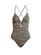 Matchesfashion.com Missoni Mare - Riga Striped Knit Swimsuit - Womens - Multi