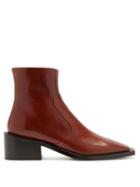 Matchesfashion.com Mm6 Maison Margiela - Square-toe Block-heel Leather Ankle Boots - Womens - Brown