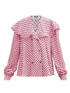 Matchesfashion.com Msgm - Sailor-collar Polka-dot Crepe Blouse - Womens - Pink