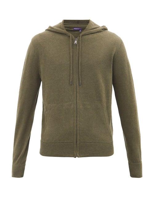 Ralph Lauren Purple Label - Zipped Wool-blend Knitted Hooded Sweatshirt - Mens - Khaki