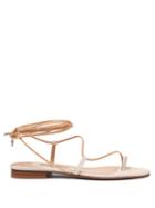 Matchesfashion.com Emme Parsons - Susan Wrap Around Leather And Suede Sandals - Womens - Beige