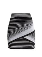 Matchesfashion.com Balmain - Wrap Style Striped Knit Mini Skirt - Womens - Black White