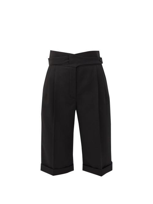 Matchesfashion.com Saint Laurent - High-rise Grain-de-poudre Bermuda Shorts - Womens - Black