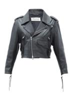 Ladies Rtw Maison Margiela - Cropped Leather Jacket - Womens - Black