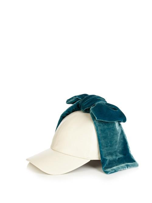 Federica Moretti Billy Bow-embellished Faux-leather Cap