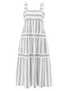 Three Graces London - Kitty Striped Cotton-blend Dress - Womens - Grey White