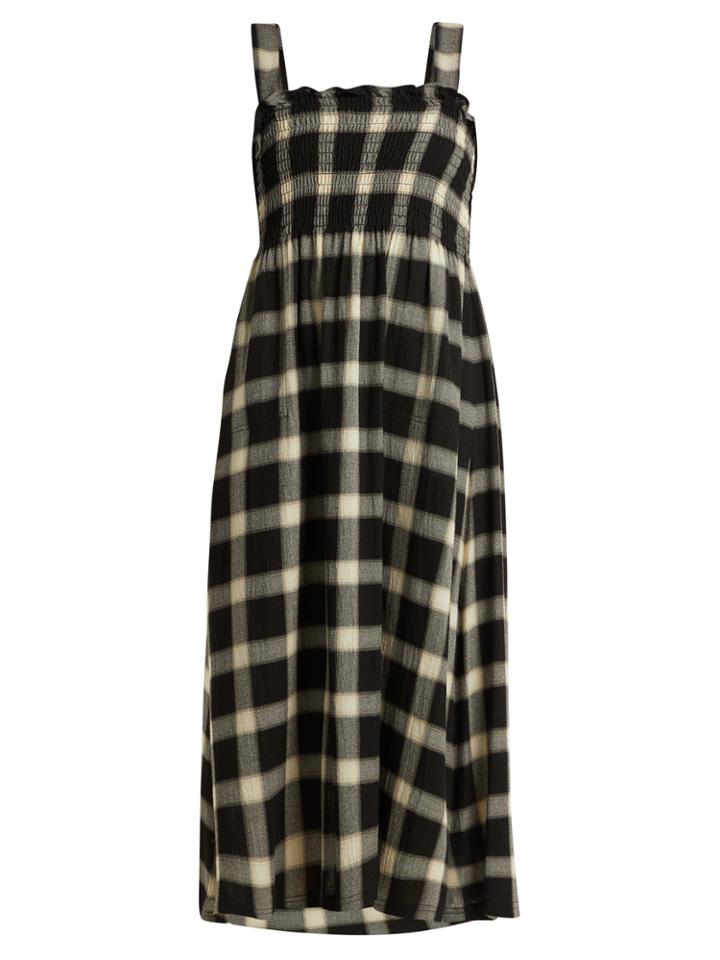 Mm6 Maison Margiela Smocked Checked Twill Dress