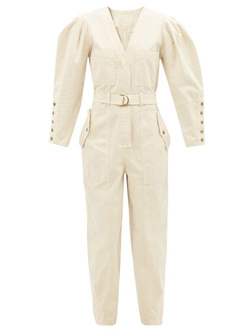 Ulla Johnson - Levi Puff-sleeve Cotton Jumpsuit - Womens - Beige