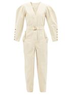 Ulla Johnson - Levi Puff-sleeve Cotton Jumpsuit - Womens - Beige