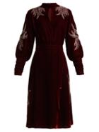 Matchesfashion.com Dodo Bar Or - Josephine Velvet Beaded Midi Dress - Womens - Dark Red