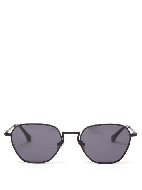 Matchesfashion.com Linda Farrow - X Alessandra Rich Hexagonal Metal Sunglasses - Womens - Black
