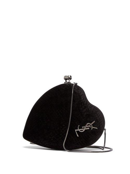 Matchesfashion.com Saint Laurent - Love Box Velvet Minaudire Cross Body Bag - Womens - Black
