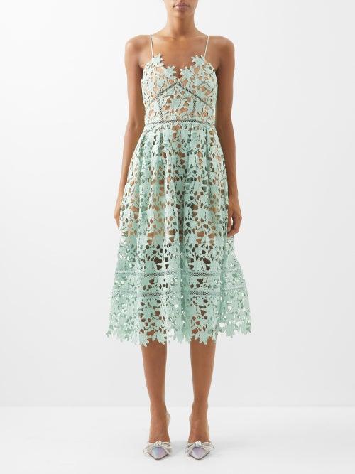 Self-portrait - Azalea Lace Midi Dress - Womens - Mint