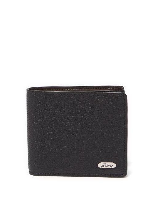 Brioni - Grained-leather Bi-fold Wallet - Mens - Black