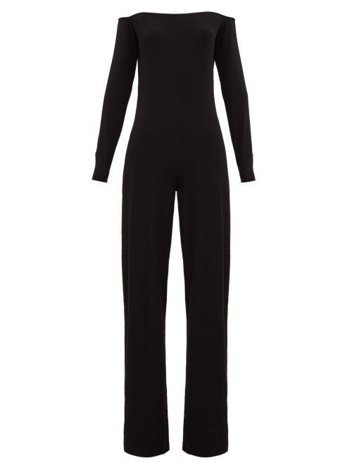 Matchesfashion.com Norma Kamali - Off The Shoulder Jersey Jumpsuit - Womens - Black
