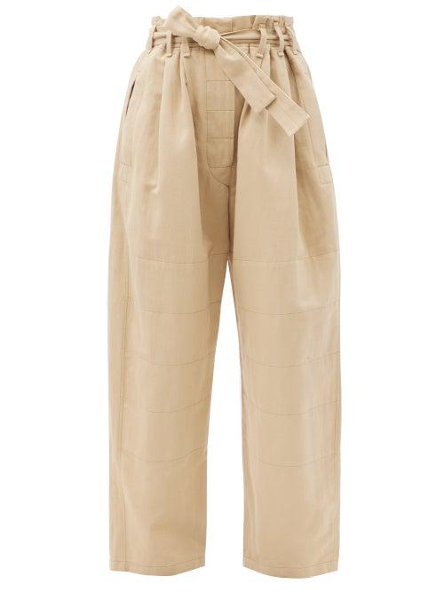 Matchesfashion.com Lemaire - Judo Belted Cotton-blend Wide-leg Trousers - Womens - Beige