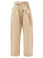 Matchesfashion.com Lemaire - Judo Belted Cotton-blend Wide-leg Trousers - Womens - Beige