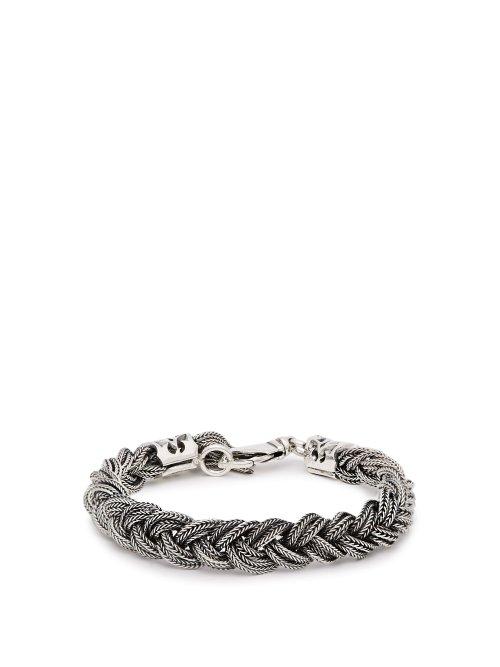 Matchesfashion.com Emanuele Bicocchi - Braided Sterling Silver Bracelet - Mens - Silver
