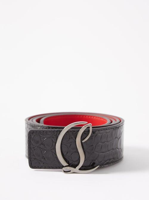 Christian Louboutin - Cl-logo Croc-embossed Leather Belt - Mens - Black