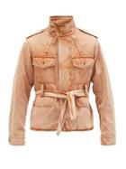 Matchesfashion.com Rochas - Belted Garment-dyed Cotton-blend Twill Jacket - Mens - Orange