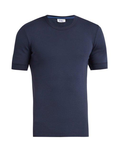 Matchesfashion.com Schiesser - Karl Heinz Cotton T Shirt - Mens - Dark Blue