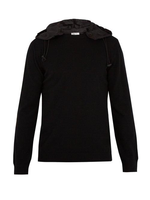 Matchesfashion.com Valentino - Detachable Hood Wool Sweater - Mens - Black