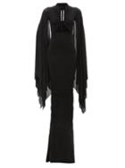 Rick Owens - V-neck Flared-sleeve Maxi Dress - Womens - Black