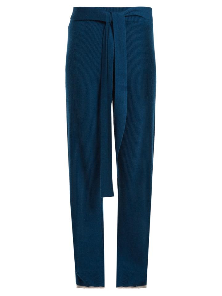 Pepper & Mayne Tie-waist Cashmere Palazzo Trousers