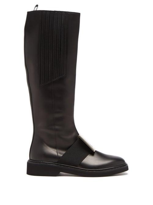 Roger Vivier - Viv Rangers Buckle-embellished Leather Boots - Womens - Black