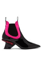 Matchesfashion.com Prada - Neoprene And Patent Leather Ankle Boots - Womens - Black Pink