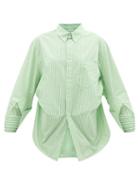 Balenciaga - Striped Crinkled Cotton-poplin Shirt - Womens - Green White