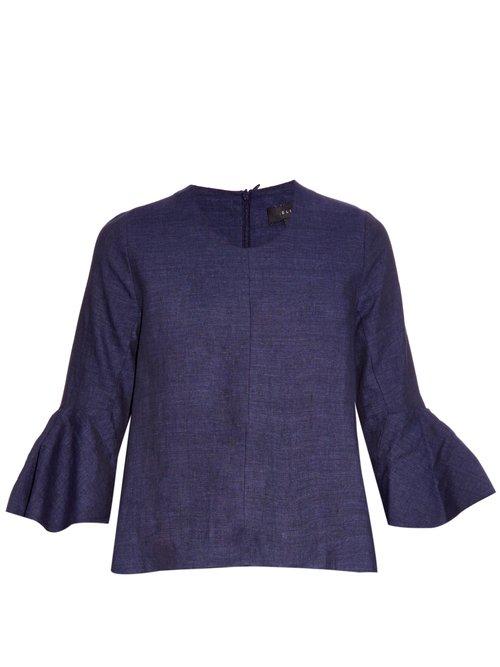 Matchesfashion.com Ellery - Neu Deconstructed Bell Sleeve Top - Womens - Navy