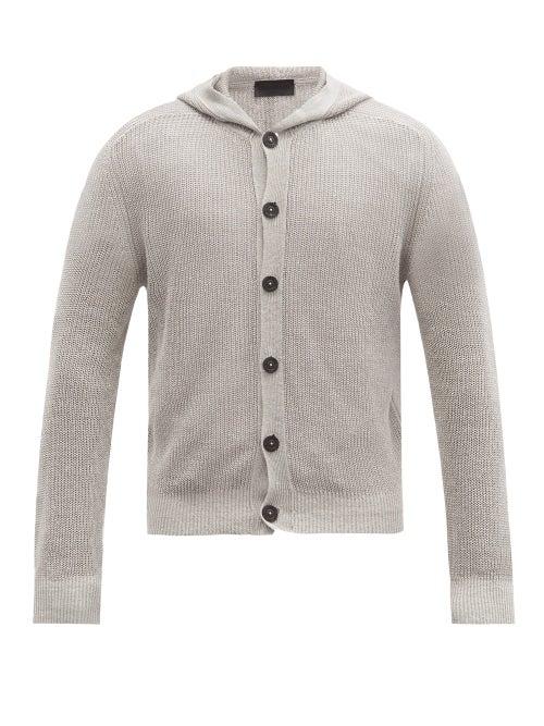 Matchesfashion.com Iris Von Arnim - Hudson Hooded Linen Cardigan - Mens - Light Grey