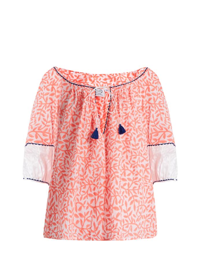 Thierry Colson Evita Leaf-print Cotton Top