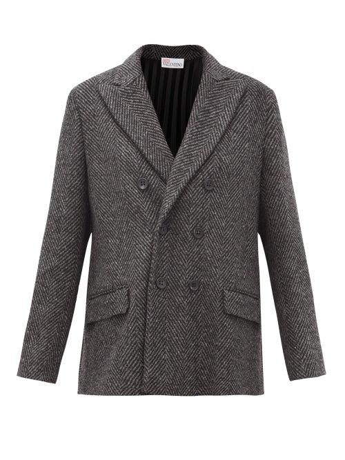 Matchesfashion.com Redvalentino - Pleated-back Herringbone-twill Jacket - Womens - Black