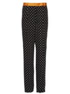 Matchesfashion.com Haider Ackermann - Caporal Contrast-waist Polka-dot Crepe Trousers - Womens - Black Multi
