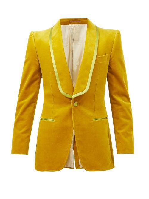 Gucci - Heritage Single-breasted Cotton-blend Suit Jacket - Mens - Yellow
