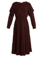 Masscob Square-neck Micro-checked Gauze Dress